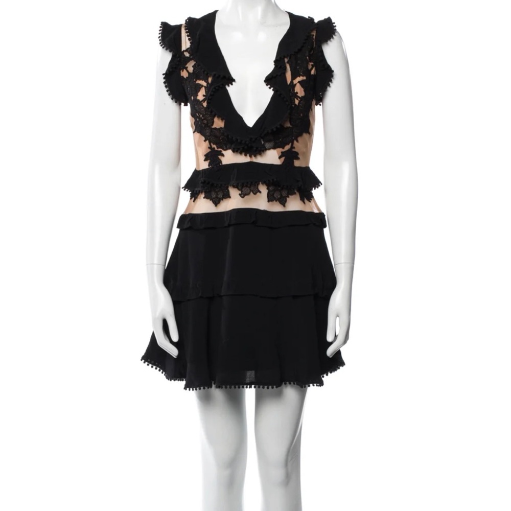 For Love and Lemons V Neck black Mini dress
